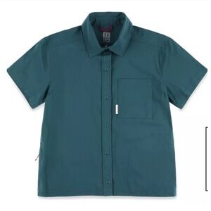 Topo Designs NWT Global Shirt Short Sleeve Button Up Pond Blue- Women's Small